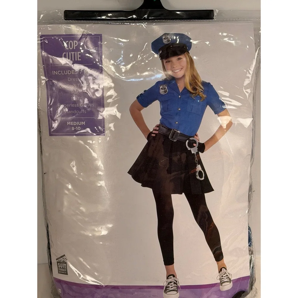 Suit Yourself Cop Cutie Girls Police Officer Costume Blue Medium 8-10 7pc Set